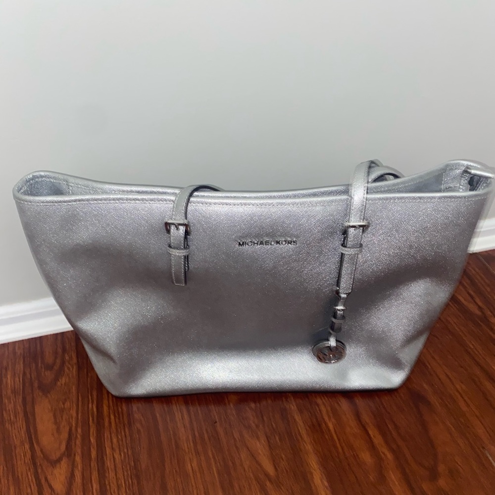 Silver Michael Kors tote